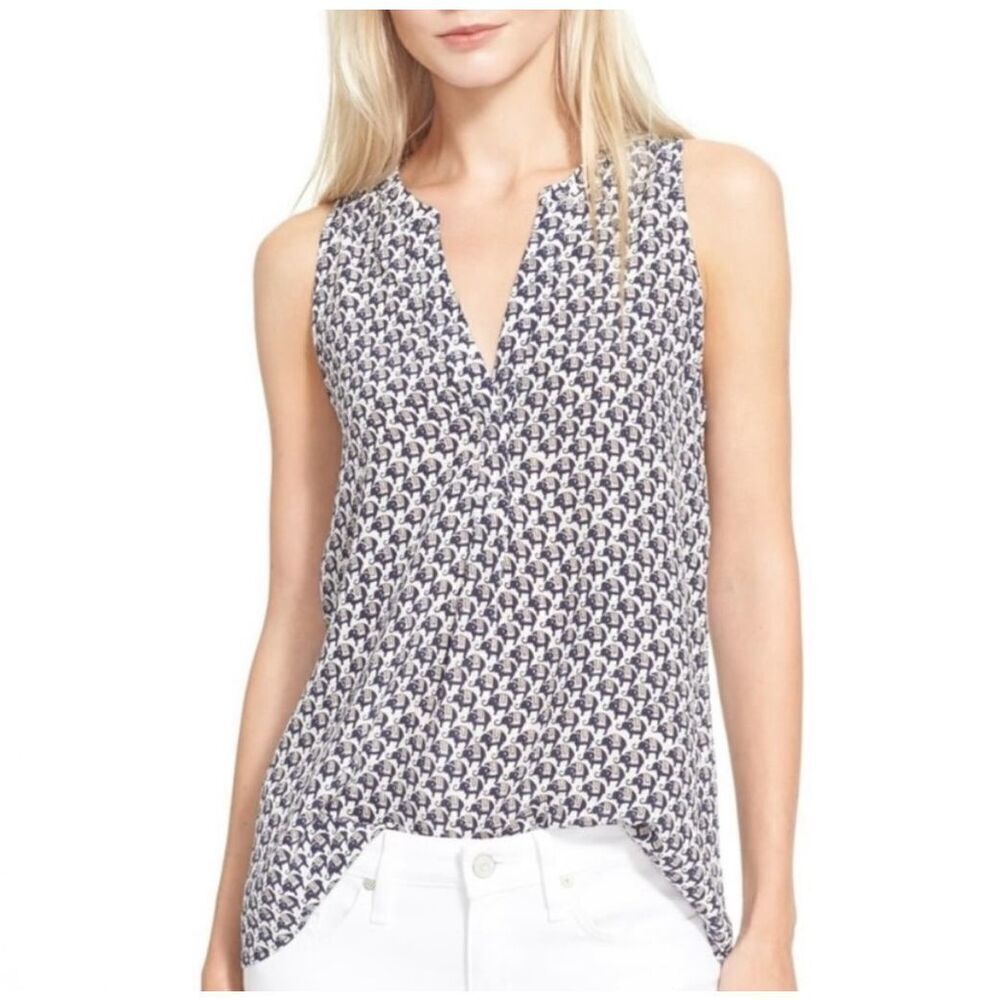 ✨Joie Silk Aruna Sz XS Tank Porcelain Sandstone Elephant Novelty Print✨